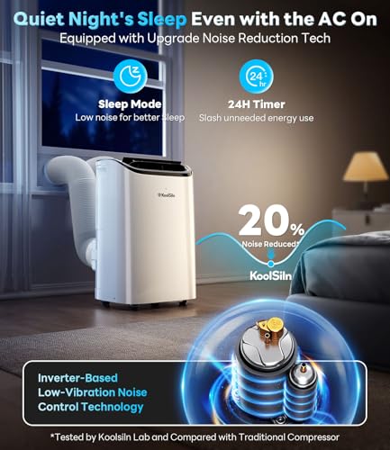 Image of 16,000 BTU Inverter Portable Air Conditioner, Cools Up to 800 Sq.Ft, Auto-Evaporation, Low Noise AC Unit with APP & Remote Control for Large Room, Office, Garage, White