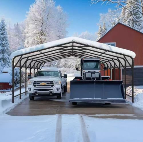 Image of AirWire 20x30 FT Metal Carport Canopy Heavy Duty with Reinforced Base and Galvanized Steel Roof & Frame, 2 Car Garage Shelter for Cars, Boats and Trucks