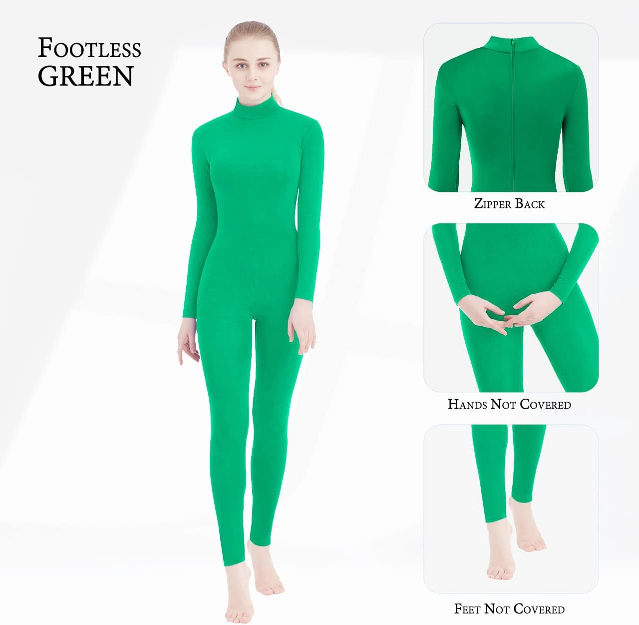 SUPRNOWA Full Body Unitard Turtleneck Spandex Footed/Footless Long Sleeve Unisex - Image 4