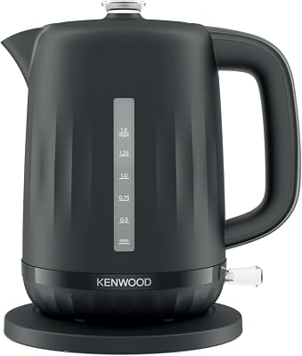 Kenwood Ripple Kettle ZJP06.000BK, Electric Kettle with 360° Swivel Base, Water Level Indicator, Cord Storage, Boil-Dry Protection, removable Filter, Capacity 1.5L, 3000W, Midnight Black