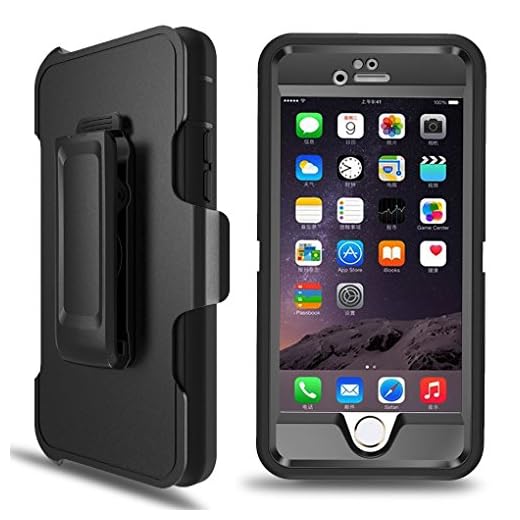 MBLAI Iphone 6 Case Iphone 6S Case Defender 4 Layers Rugged Rubber Shockproof Waterproof Drop Proof Built-in Screen Protector with Belt Clip Case Cover For iPhone 6/6s [4.7 inch] (Black)