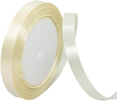 Beige Satin Ribbon 3/8 Inch x 25 Yards, Solid Color Fabric Silk Ribbon for Gift Wrapping, Hair Bows, Crafts, Wreaths, Floral Bouquets, Wedding Party, Baby Shower, DIY Handmade Trims