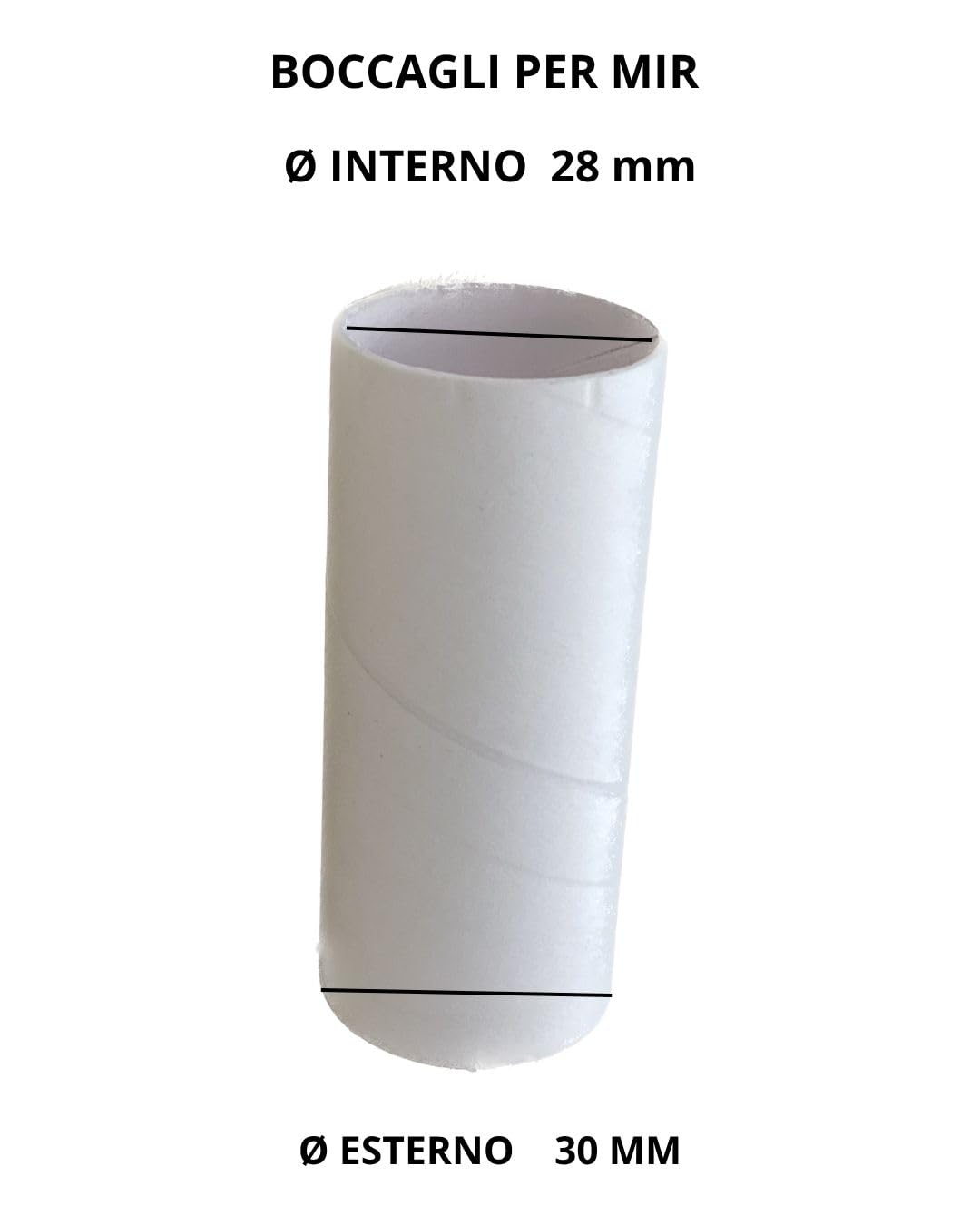 Confezione 500 BOCCAGLI MONOUSO PER SPIROMETRO MIR · VITALOGRAPH · MICROMEDICAL - Diametro interno 28 MM, diametro esterno 30 MM