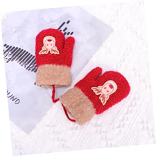 Girls' Winter Thermal Gloves Christmas Mittens Full Cover Elk Pattern Hand Warmth 2-5 Years Old3