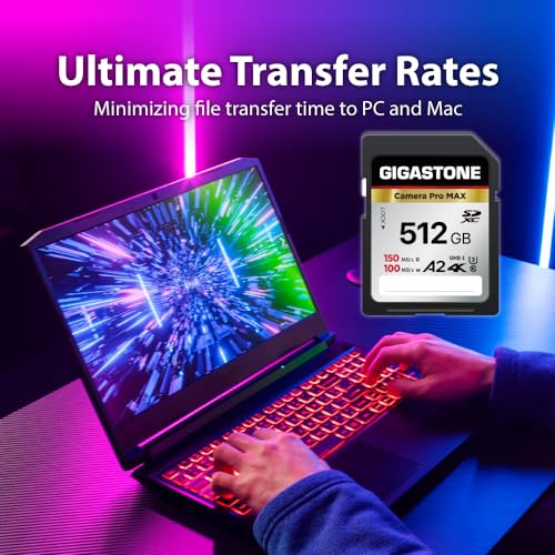 Image of [5-Yrs Free Data Recovery] GIGASTONE 512GB SD Card, 4K Camera Pro MAX, A2 4K SDXC Memory Card High Speed 4K UHD Video Compatible with Canon Nikon Sony Kodak Digital Camera, with 1 Mini case
