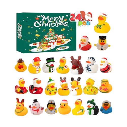 Calendario de Cuenta Atrás de Pato 2025 - Juego De Patitos De Goma Navideños Para 24 Días De Adviento 2025,Decoraciones Para El Hogar Para Mesa Sala De Estar Dormitorio Estudio Escritorio De Chicas Fi
