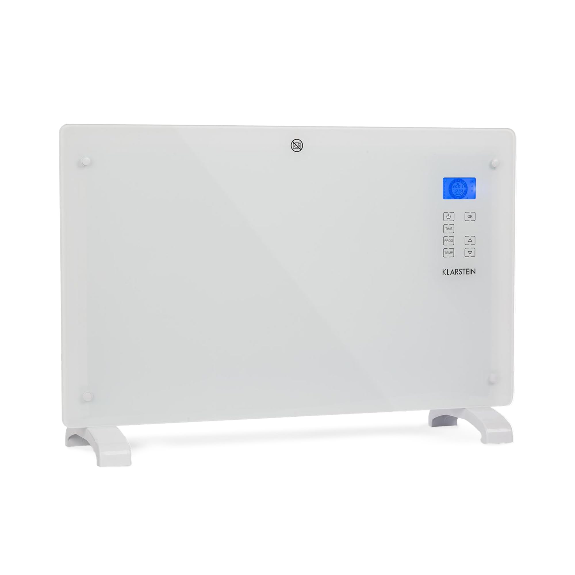 Klarstein Norderney - Calefactor-convector, calefactor bajo consumo, IP24, Termostato, Sensor temperatura, radiador electrico bajo consumo, Pantalla LCD, Control táctil, 2000 W, Blanco