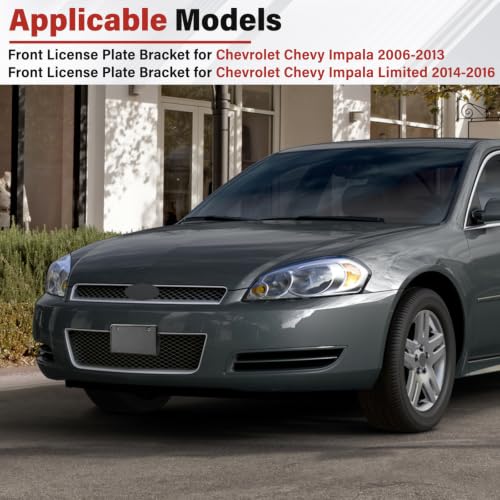 Image of License Plate Bracket for Chevrolet Chevy Impala 2006 2007 2008 2009 2010 2011 2012 2013, Impala Limited 2014 2015 2016, Front Bumper License Plate Holder Replacement Frame Black Mount
