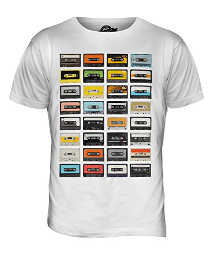 Candymix Cassettes Audio Retro T-Shirt Homme, Taille Large, Couleur Bianco