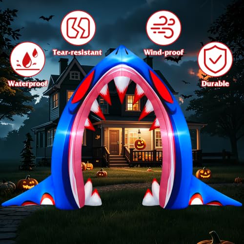 Danxilu 10' Halloween Inflatable Shark Arch w/ Built-in LED Lights - image 4