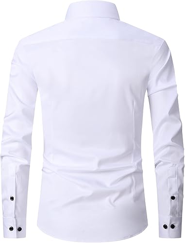 Miniatura 2 de Camisa de vestir para hombre, manga larga, ajustada, informal, con botones, color liso