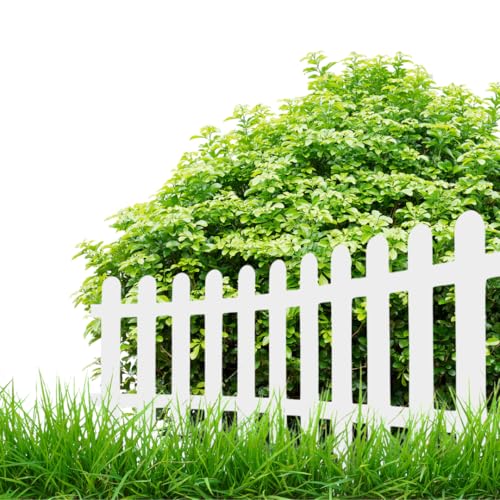 Gartenzaun Steckzaun 3m - Höhe 30 cm - Rasenkante Kunststoff - Beetumrandung - Zaunelemente für Garten - UV - & Frostbeständig, Flexibel - mit Befestigungszubehör Weiß