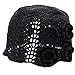 BIBITIME Handmade Crochet Floral Beanie Women Hat Cutout Knit Pendant Skull Cap (One Size for Women, Black)