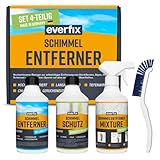 EVERFIX Schimmelentferner Set 4-teilig - chlorfrei - 500 ml Schimmel Entferner, 500 ml Schimmelschutz, Sprayflasche und Bürste