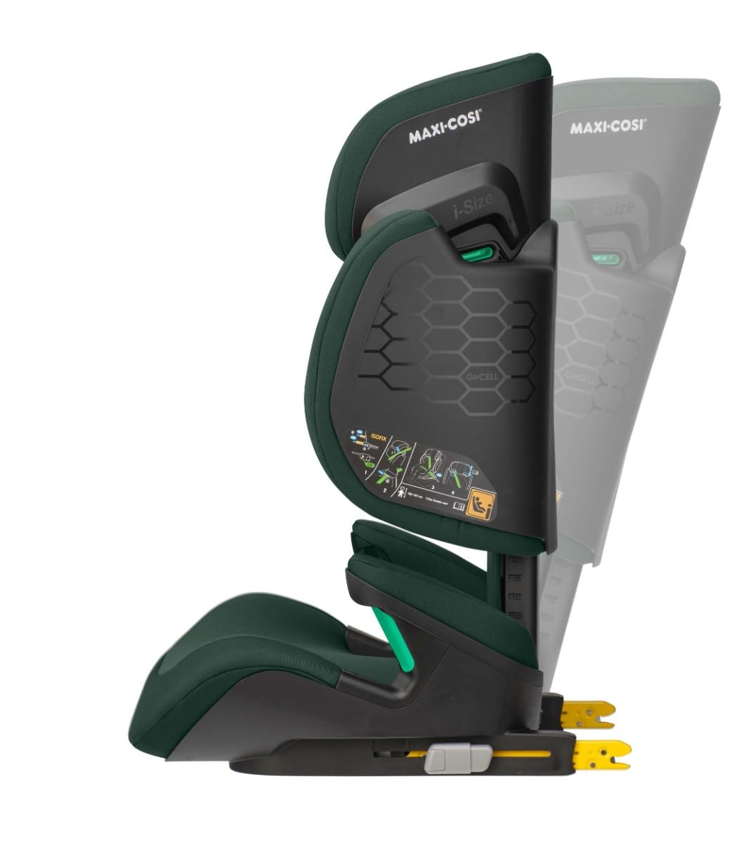 Maxi-Cosi RodiFix R i-Size, Silla Coche Niño ISOFIX, de 3,5-12 años, 100-150 cm, 15-36kg, ClimaFlow, protección impactos laterales G-CELL, altura ajustable, abrochado rápido y fácil, Authentic Green