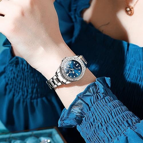 Image of OLEVS Womens Watches Diamond Luxury Dress Gold Wrist Watch Stainless Steel Waterproof Luminous Date
