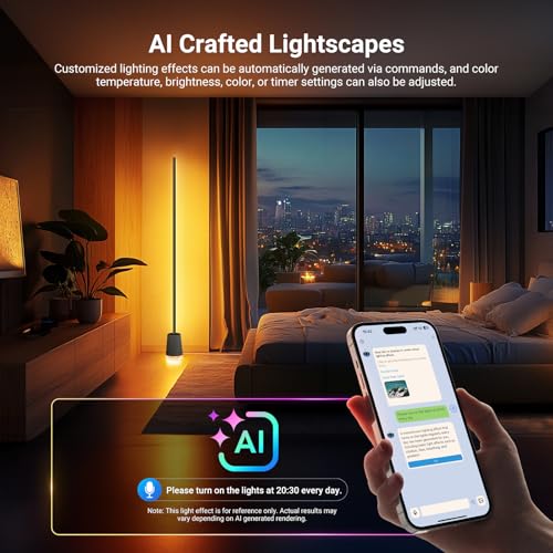 Image of NEEWER NF06 RGB IC CW Smart Floor Lamp, 1500lm LED Standing Corner Light, APP /AI Design /Music Sync, 16 Million Color Ambient Lighting Compatible with Google and Alexa, Living Room Bedroom Home Decor