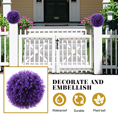 Exceart Faux Foliage Artificial Topiary Balls Ceiling Topiary Ball Eucalyptus Leaf Grass Ball Faux Decorative Balls For Backyard Balcony Garden Wedding And Home Purple Decorative Boxwood #TOP7