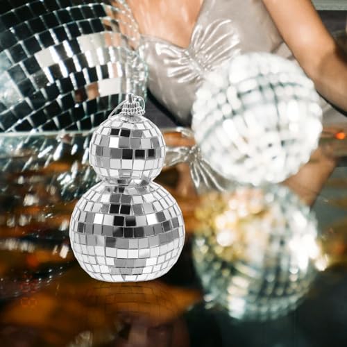Bola espejada colgante de vidrio para decoración de fiestas, bodas, Navidad y fondos fotográficos - Plata miniatura 7