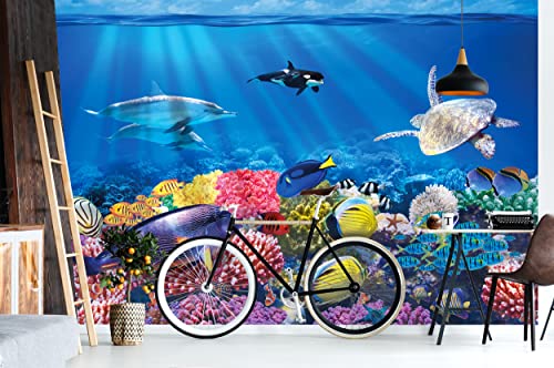 Great Art Kid’s Room Nursery Large Photo Wallpaper – Aquarium – Picture Decoration Underwater World Sea Dweller Ocean Fishes Coral Reef Image Decor Wall Mural (132.3X93.7In - 336X238Cm) #TOP7