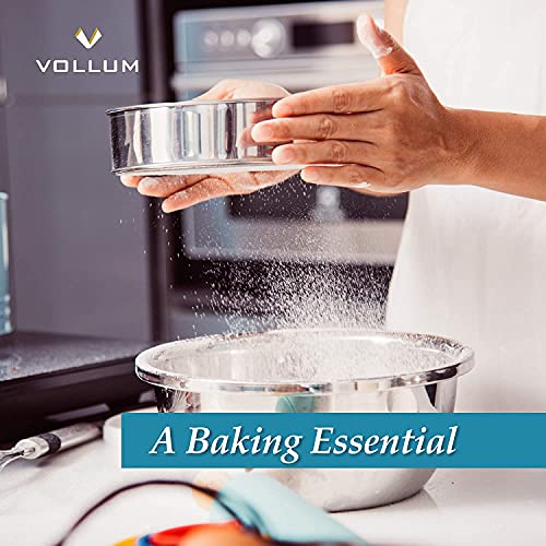 image for Vollum Stainless Steel Flour Sifter Fine Mesh Round Flour Sieve for Ba