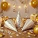 Boieo 10 Pack Gold Party Hats for Adults and Kids, Birthday Party Hats Bulk with Adjustable Elastic String, DIY Paper Cones 7.9 Inch, Metallic Foil Wave Pattern for Men Women Pets New Years Eve Props