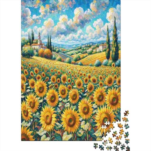 Puzzle de 1000 piezas de girasol para adultos, rompecabezas 70x50cm 2