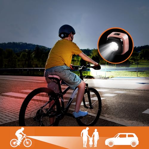 OnMeto Fahrradlicht vorne, IPX5 Wasserdicht Frontfahrrad Lampe Fahrrad licht，USB Type-C Wiederaufladbares Fahrradleuchten für Fahrrad (Rosa) – Ansicht 4