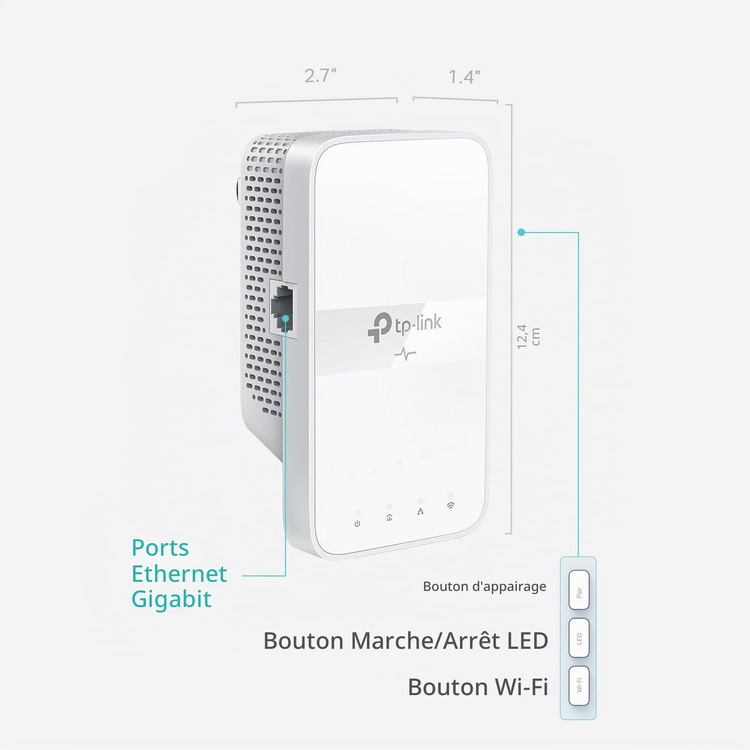 TP-Link Powerline Wi-Fi Extender (TL-WPA7617) - AV1000 Powerline Ethernet Adapter with AC1200 Dual Band Wi-Fi, Gigabit Port, Passthrough, OneMesh, Ethernet Over Power, Plug & Play, Add-on Unit