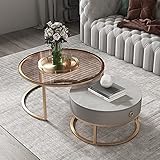 【DISEÑO ELEGANTE】 El patrón de mármol le da a esta mesa de centro anidada una sensación cómoda y fresca, que se adapta perfectamente a cualquier estilo de habitación. Esta mesa de centro puede dar a cualquier habitación un aspecto sofisticado y moderno y aportar elegancia a tu hogar.