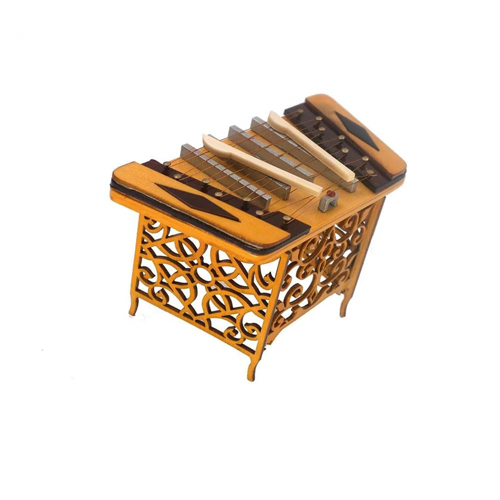 Miniaturowy drewniany ducymer model z etui mini instrument muzyczny akcesoria dekoracja domu