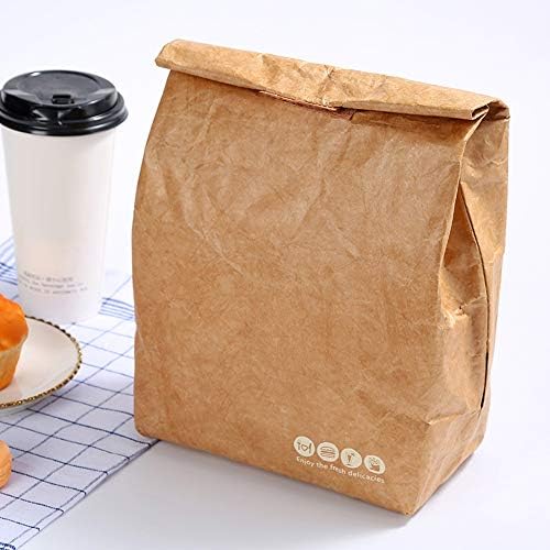 Cozyhoma Insulated Paper Lunch Bag, Reusable Brown Thermal Lunch Box, Waterproof, Leakproof and Lightweight Lunch Sacks Bags for Men, Women, Kids at Work, School, Picnic(6L)