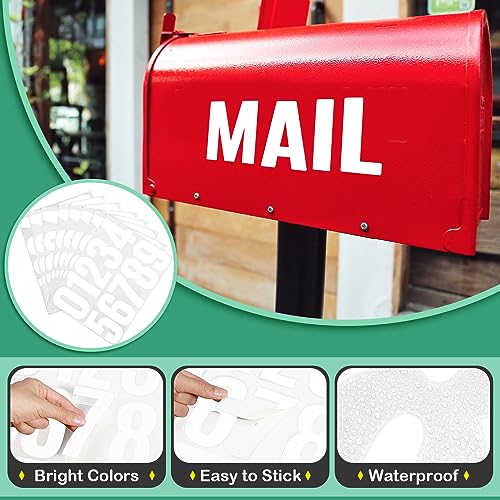 Image of Qilery 32 Sheets 4 Inch Letter and Number Stickers Self Adhesive Vinyl Letters Alphabet Stickers Big Font Letters Number Tags for School Classroom Home Mailbox Decor (White)