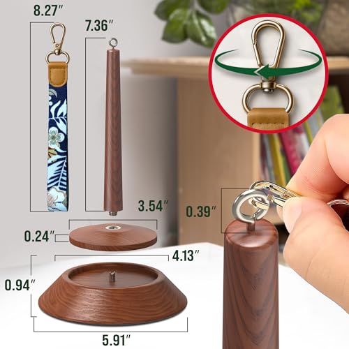 Image of BARVA 2 in 1 Upgraded Table Chunky Yarn Holder 22 Lb & Mini Wristlet Spinner | Bracelet Spindle On the Go for Travel & Car | Wood Crochet Accessories | Compact Fiber Tools | Top Crafts Gifts for Women