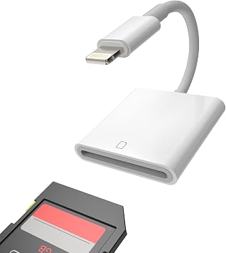 SD Card Reader Compatible for iPhone Memory Stick Lightning Adapter to Camera for Ipad 13 12 11 Pro Max X Xs Xr 8 7 6 Plus 6s SE Air Mini Accessories MFI Certified Adaptador Phone Camera Viewer