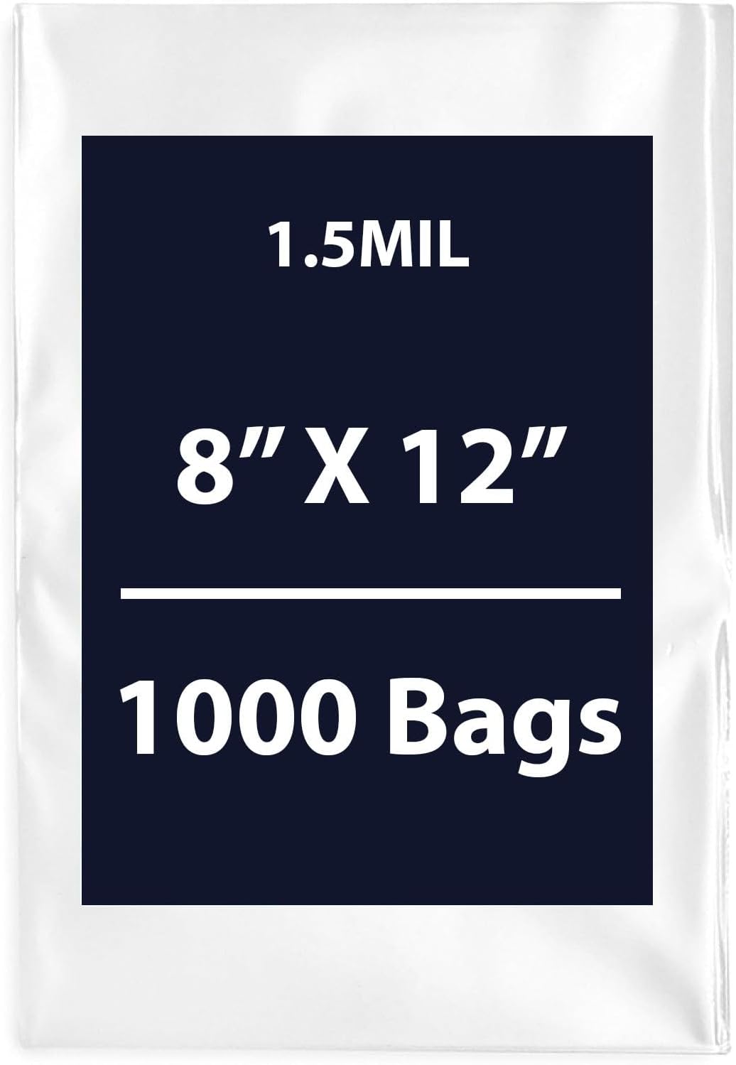 Multiple Sizes Clear Flat Poly Bag, 1.5Mil 8" X 12" & 500 Bags | Low-Density Polyethylene (LDPE), Flat Open Top Plastic Packaging Packing | Flexible and Durable Plastic Bags