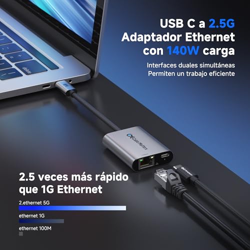 Cable Matters Adaptador USB-C a Ethernet 2.5G, 140W