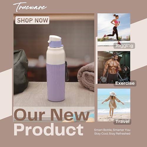 Image of Trueware Aqua Snow Double Wall Inner Steel Outer Plastic 750 ML Hot and Cold Water Bottle | BPA Free | Food Grade| Leak Proof | School, Gym,Sports,Office, Travler Bottle