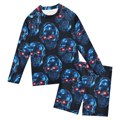 Skull Baby Boys' Toddler Long Sleeved Rashguard Swim Bathing Suit Set B0404371
