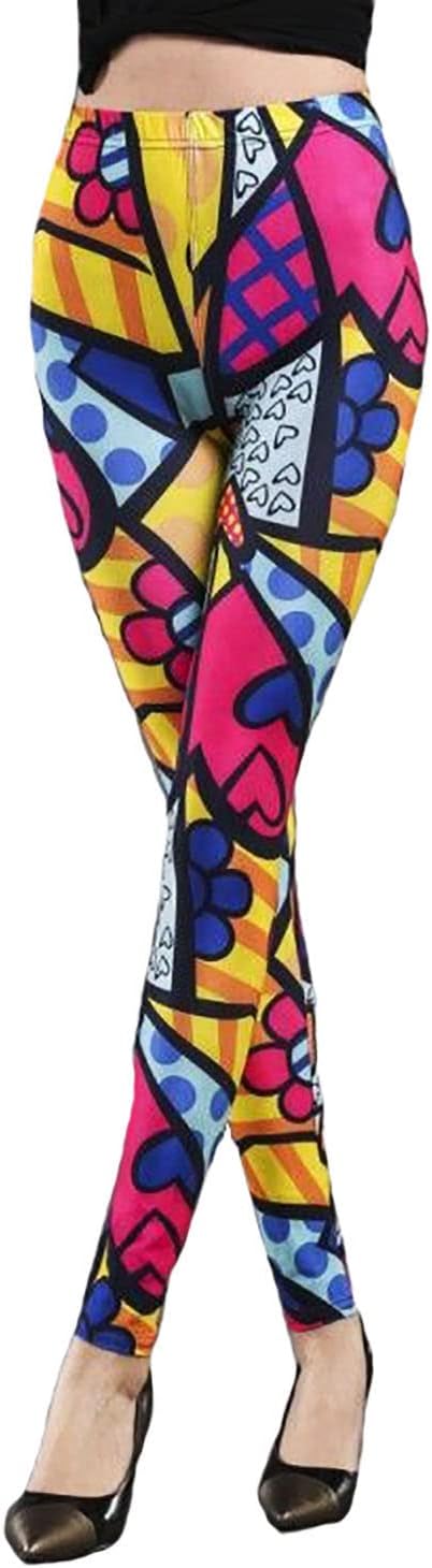 acdiac Women's Fashion Print Leggings Yoga Pants Cartoon Patterns One Size for Fitness Jogging Gymnastics