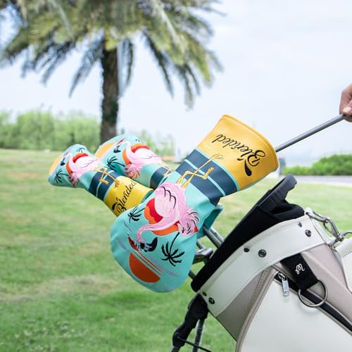 BAIRBRE Golfschlägerhauben Flamingos Driver Cover Fariway Wood Headcover Hybrid Head Cover Leder Golf Schlägerhaube passend für alle Marken (für Hybrid)