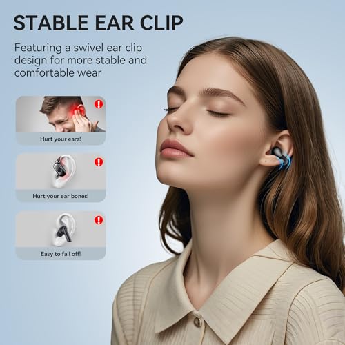 Image of Oraolo Open Ear AC600 Headphones, Bluetooth 6.0 Wireless Earbuds with HiFi Stereo, Clip-On Earbuds with ENC Clear Call, 24H Playtime, Touch Control, IPX6 Waterproof Wireless Headphones for Workout