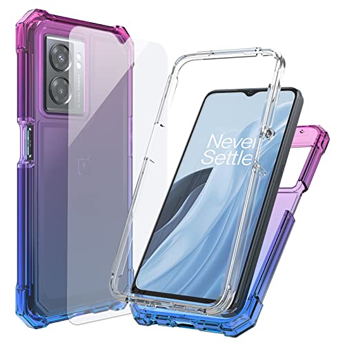 Ailiber Case For Oneplus Nord N300 5G, Oppo A77 5G Case With Screen Protector, Dual Layer Structure Protection, Shock-Absorbing Corner Tpu Bumper, Military Grade Phone Cover For One+ N300-Blue Pink #TOP14