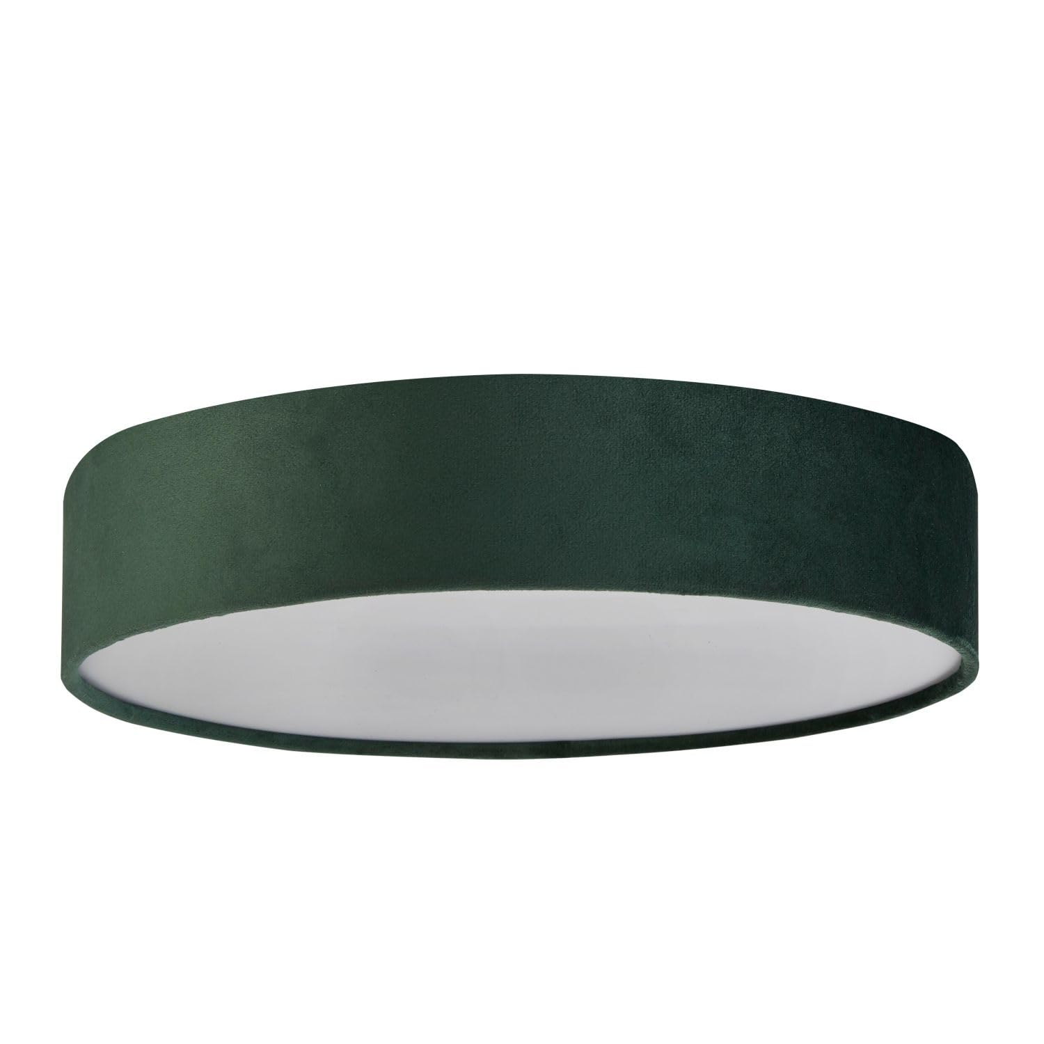 Licht-Erlebnisse Deckenlampe Samt Schirm rund Ø 50 cm H: 10 cm klein Grün für 3x E27 Modern Deckenleuchte Wohnzimmer Schlafzimmer Beleuchtung