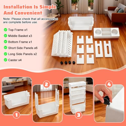 Miniatura 6 de Huucozn Carro De Almacenamiento Con Ruedas De 5 Niveles, Carrito Organizador Libros Y Libretas, Estanteria Movil Con Ruedas, Estanteria Movible Para Libros Para Salón, Dormitorio Y Espacios De Trabajo