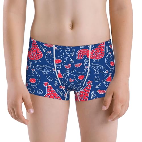 Boys' Cotton Boxer Brief Soft Underwear-Chicken And Rooster