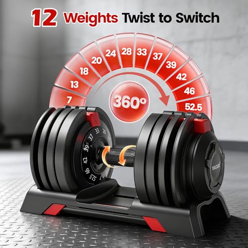 Yagud Adjustable Dumbbell Set of 2, 52.5 lbs Weights Dumbbells, 1 Hand Rotation, Safety Lock System, Anti-Slip Textured Handle, Space-Saving Dumbbell Set for Full-Body Home Gym - Image 4