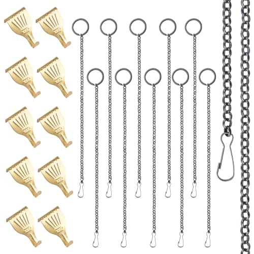 Image of Picture Rail Hooks and Chain, 10Pcs Hooks with 30CM Chains, Black