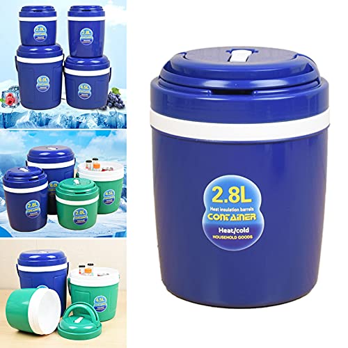 Fenteer Double Wall Car Insulated Bucket W/Lid Food Heat And Cold Round Leakproof Ice Cube Cooler - 2.8L Blue #TOP5