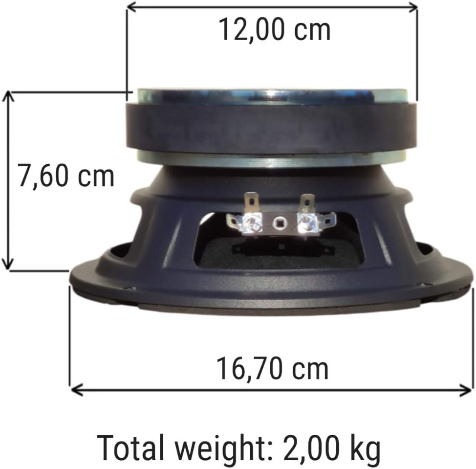KIT SET PER AUDIO SYSTEM KF-7 KF7 1 midrange altoparlante da 16,5 cm 165 mm 6,5" di diametro, 150 watt rms e 300 watt max, 4 ohm, sensibilità 95 db auto, 1 pezzo